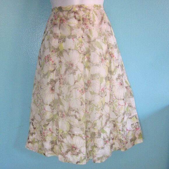 Pendleton Womens Cotton / Silk Lightweight Knee Length Floral Skirt Size 10P - Picture 1 of 12